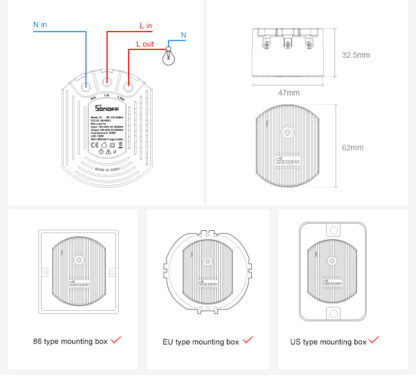 Sonoff D1 - viedais Wi-Fi gaismas regulators / dimeris / gaismmainis ar 433 MHz / 230 VAC / vadība ar tālvadības pulti - Image 5