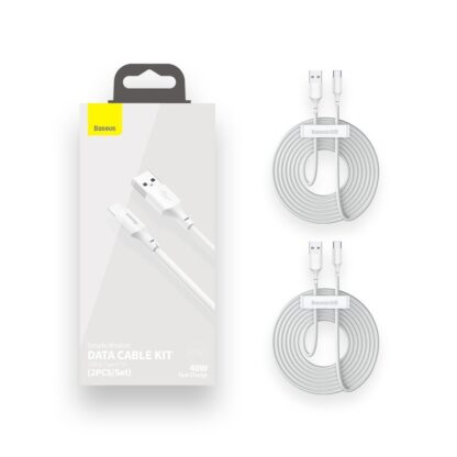 Baseus USB to Type-C 5A 1.5m balts, 2 gabali TZCATZJ-02